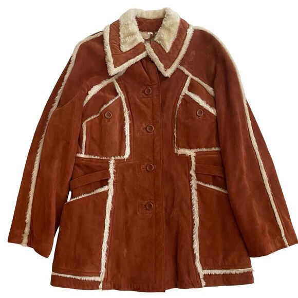 Vintage Jackets & Blazers - Vintage P.B.D. International Suede Sherpa Trim Coat